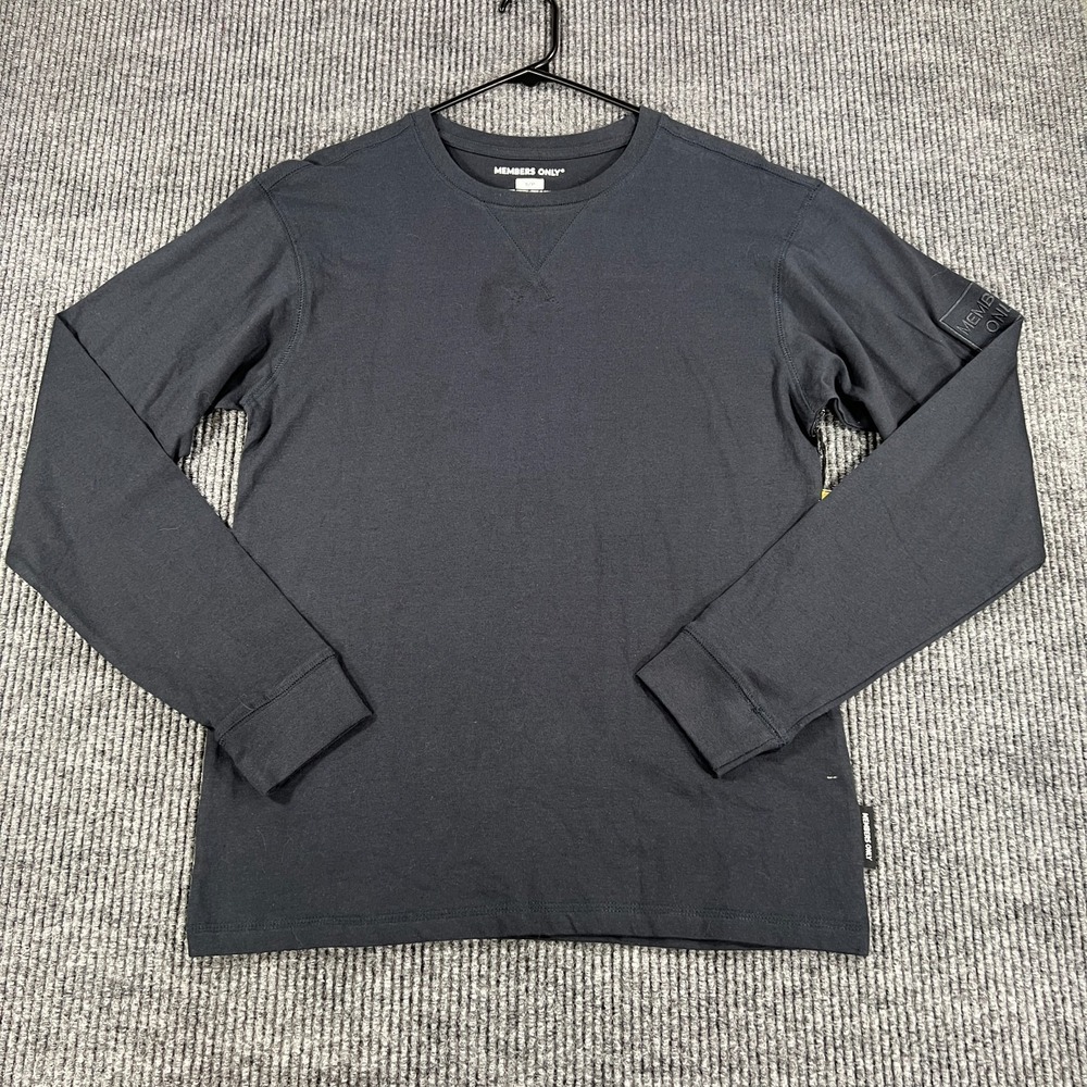Members Only Shirt Mens Small Black Long Sleeve Crew Casual Comfort New